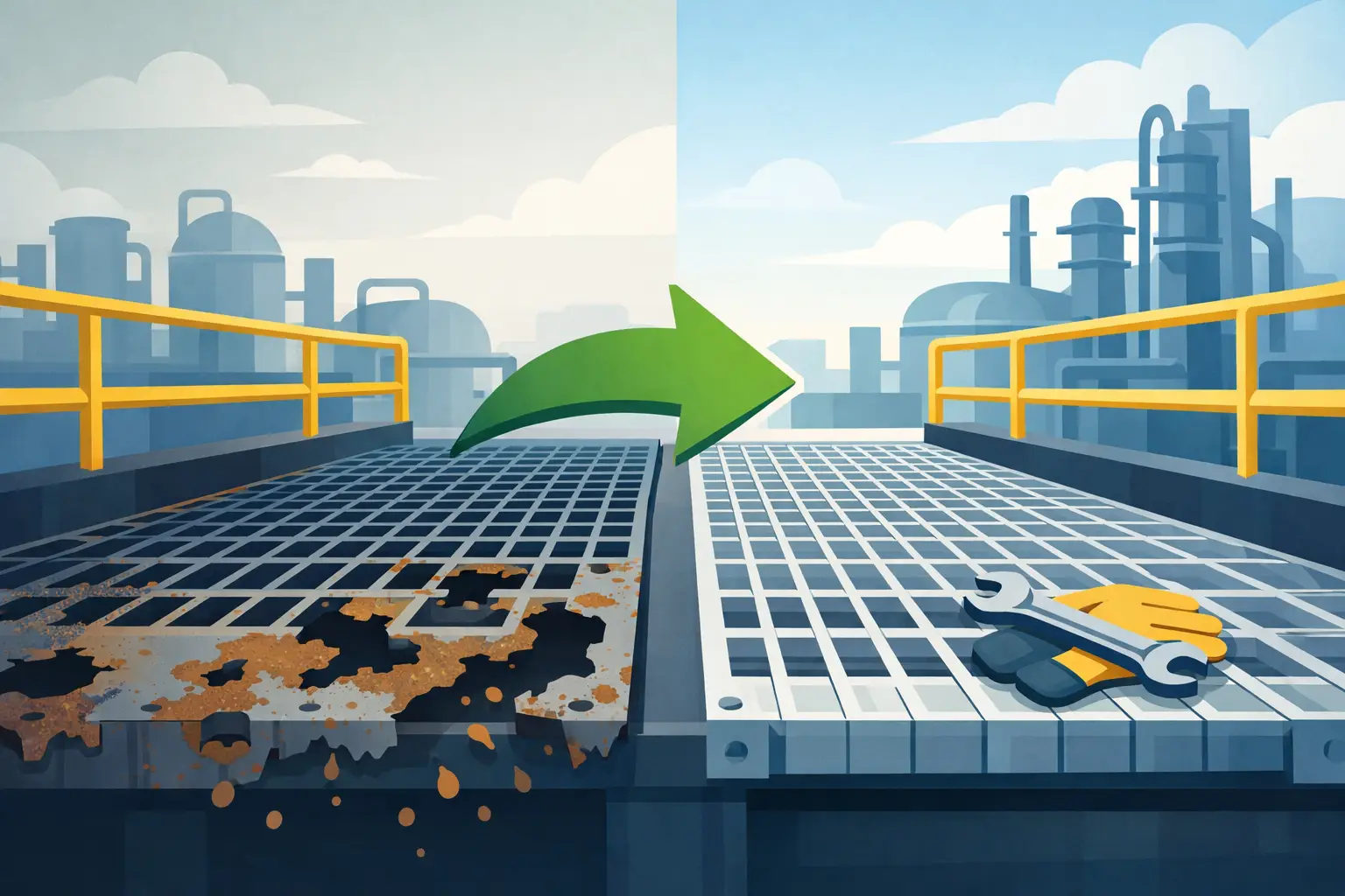 When to Upgrade Corroded Platform Gratings